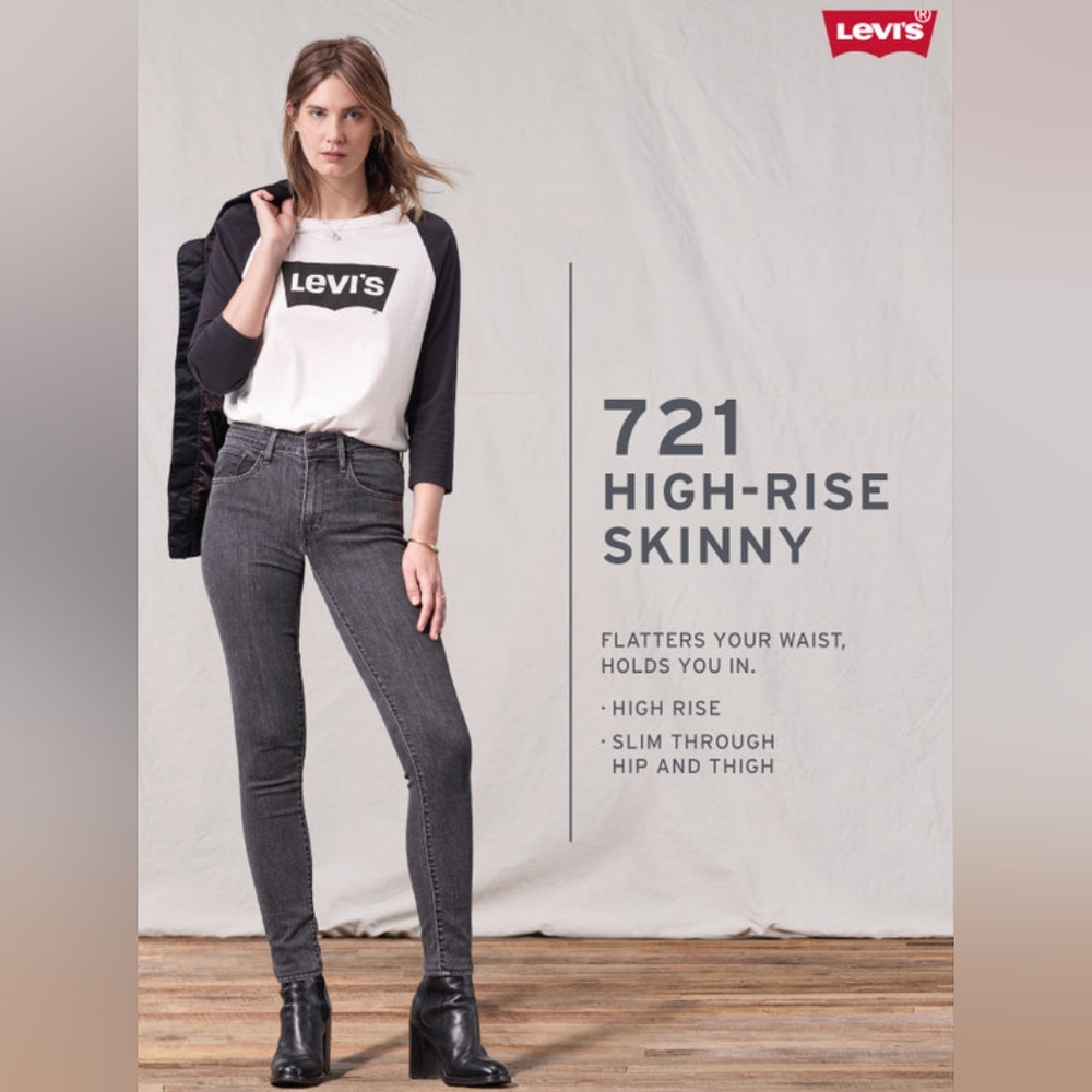 ⛱️Levi's High Rise Skinny Jeans in Grey/Black